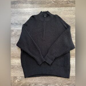Offline By Aerie Black Half-Zip knit Sweater